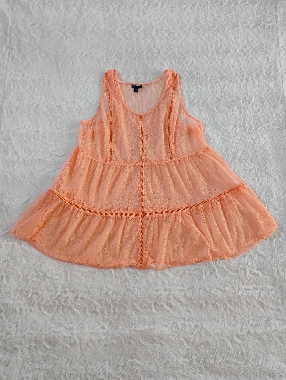 Torrid Orange Tiered Lace Tank Top